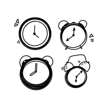 four clocks with different times on them vector