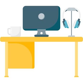 Remote Work Space Digital Setup vector