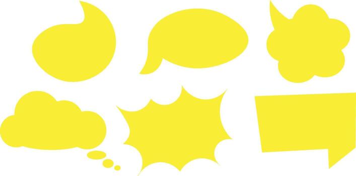 seis clasificado amarillo habla burbujas son desplegado en contra un limpiar blanco, transparente fondo vector