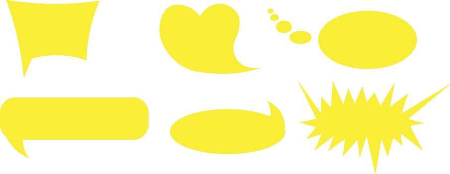 amarillo habla burbujas de diverso formas desplegado en contra un limpio, aislado blanco transparente antecedentes vector