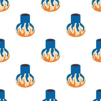 sin costura modelo de moderno cerámico florero con resumen diseño. dibujos animados aislado en un blanco antecedentes. mano dibujado plano estilo vector