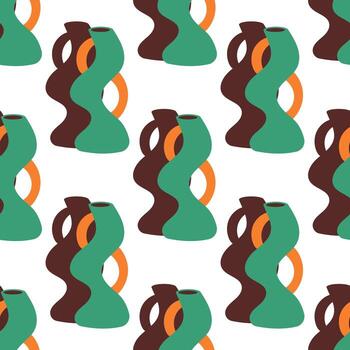 sin costura modelo de cerámico florero con resumen diseño. dibujos animados aislado en un blanco antecedentes. mano dibujado estilo vector