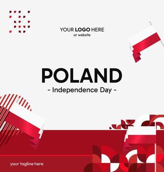 Poland National Day Graphic Resource with Flag and Geometric Art. Editable Background for Multimedia Projects. vector