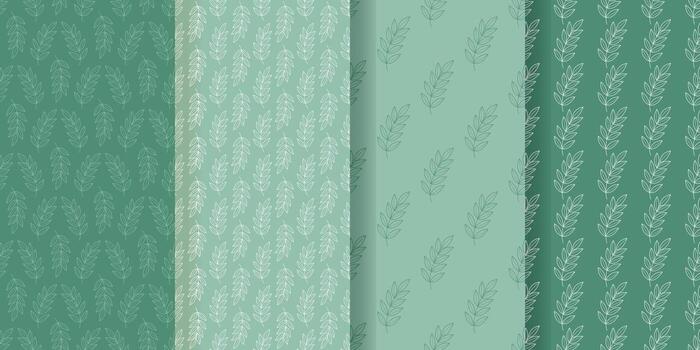 conjunto de botánico patrones con frondoso ramas vector