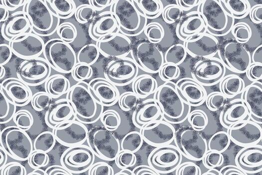 Seamless abstract pattern with dynamic overlapping circles and textured dots in grey tones. Modern geometric design for fabric, wallpaper, wrapping, and decor vector