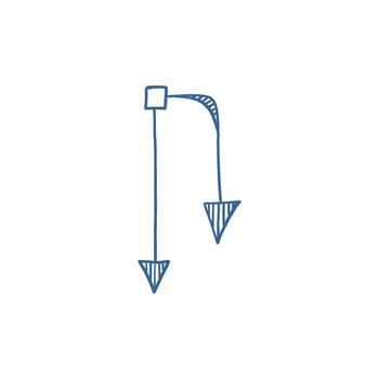 Hand-drawn arrow thin sketch as navigation symbol, freehand graphic pointer for direction and guidance designs vector