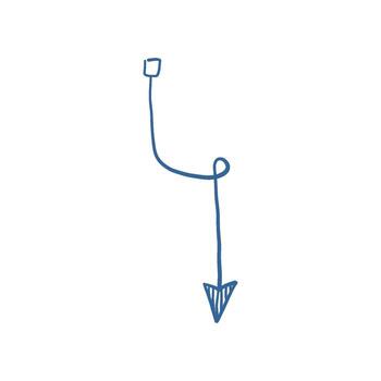 Hand-drawn arrow sketch as navigation a symbol, freehand graphic pointer for direction and guidance design. vector