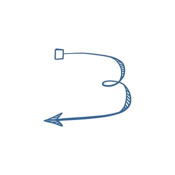 Hand-drawn one arrow sketch as navigation symbol, freehand graphic pointer for direction and guidance design. vector