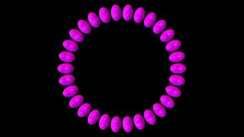 hermosa rosado 3d circulo hecho de corazón formas giratorio sin problemas en negro antecedentes romántico resumen animación lazo para enamorado, amar, y movimiento gráficos diseño video