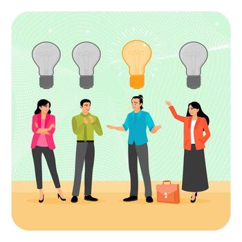 Thinking for solution. Solution expert solving problem or leader giving advice in meeting discussion vector