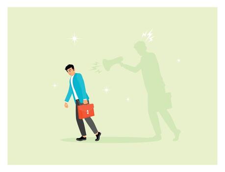 yo crítica concepto, negativo crítico pensando a culpa tú mismo. vector