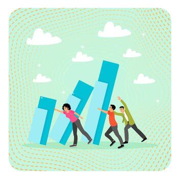 Teamwork to solve problem concept. Teamwork effort help stop crisis with stop domino falling. vector