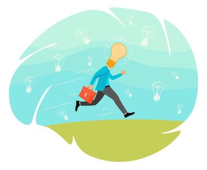 Get new business idea concept. Man thinking or brainstorming for solution. vector