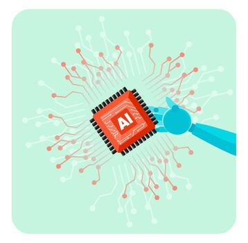 artificial intelligence to generate output or answer question in automatic chat. vector