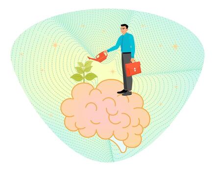 Growth mindset and positive attitude concept to learn new thing. vector