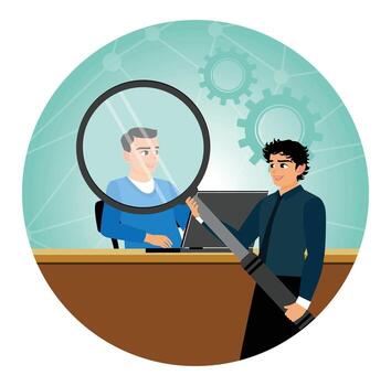 Managers supervise and monitor employee performance. vector