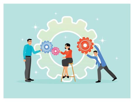 Work together concept, teamwork or cooperate to success. vector