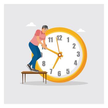 Businessman Control Time by Fixing Clockwise to Finish Project Within Deadline. vector