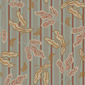 Decorative Leaf Pattern With Stripes vector