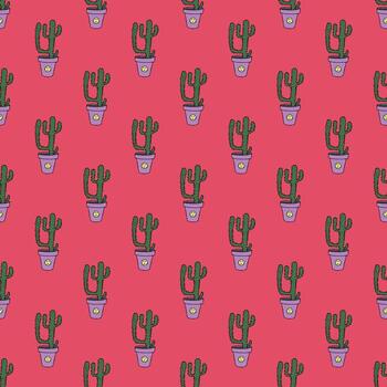 sin costura modelo con cactus garabatear para decorativo imprimir, envase papel, saludo tarjetas y tela nuevo bosquejo vector
