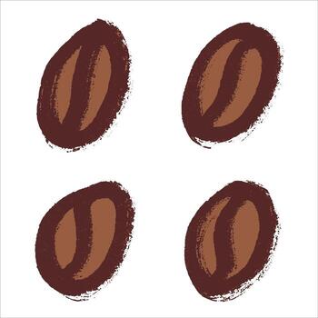 Set of simple hand drawn coffee bean Drink doodle Single element for print, web, design, decor breakfast cappuccino vector