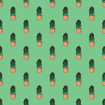 nuevo bosquejo sin costura modelo con cactus garabatear para decorativo imprimir, envase papel, saludo tarjetas y tela vector