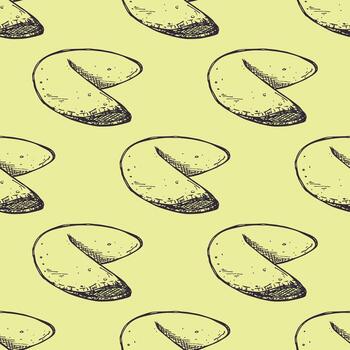 Seamless pattern with fortune cookies for decorative print, wrapping paper, greeting cards, wallpaper and fabric new sketch vector