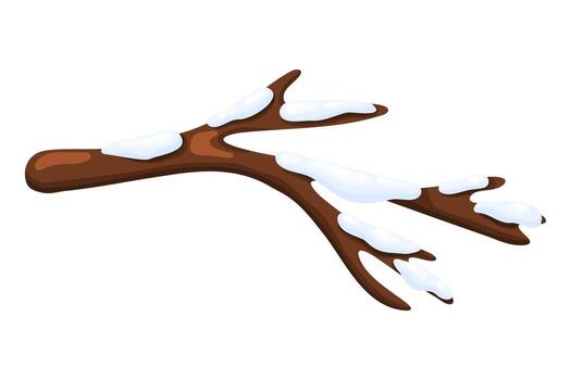 Snowy Tree Branch Element Isolated on White Background vector
