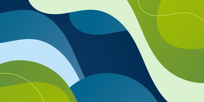 Fluid wave pattern abstract background with blue and green gradient color concept. Simple wave shapes pattern background design. vector