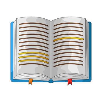 Illustration of Open Book with Highlighted Passages vector