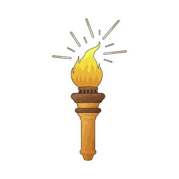 Illustration of a Lit Torch with Flame vector