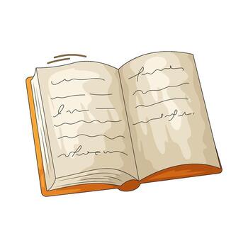 Illustration of an Open Book with Handwritten Text vector