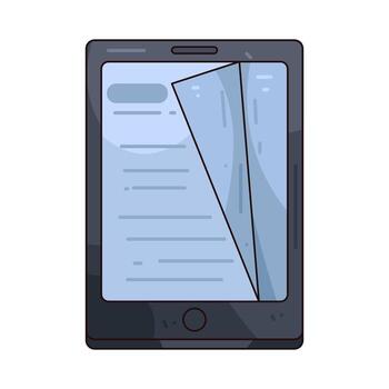 Illustration of E-Reader with Page Curl vector