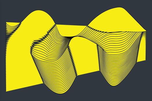 Dynamic Yellow Abstract Waves Flowing Across a Dark Background, Creating a Vibrant and Energetic Modern Art Design vector