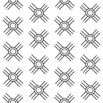 A pattern, a linear ornament of the first American settlers, Indians. Repeating seamless texture of circles with rays in different directions. Relief texture. American Indian symbols vector
