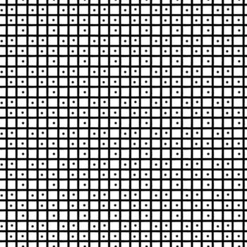The abstract pattern consists of a thin grid line and dots. Repeating seamless texture of small squares with chaotic dots inside. Woven mesh with elements. Clear ornament for clothes vector