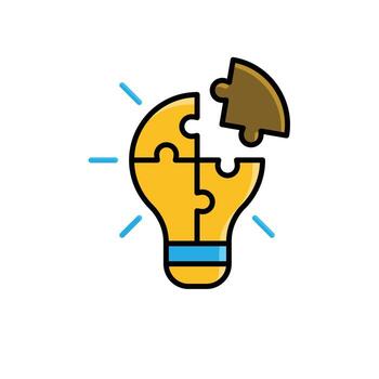 problema resolviendo icono. gestión. idea símbolo lámpara me gusta un rompecabezas. gerente, éxito. isométrica diseño estilo. vector