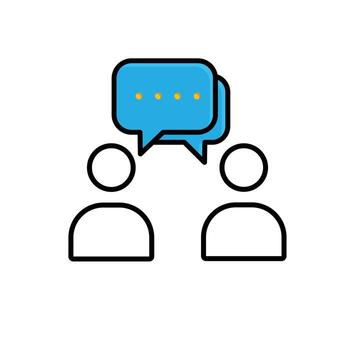 Communication icons. Management. Two silhouettes of a person with a conversation message. manager, success. mixed design style. vector