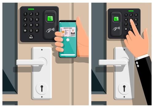 Mobile access control system illustration vector