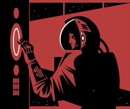 astronauta en rojo ligero emprendedor un botón vector