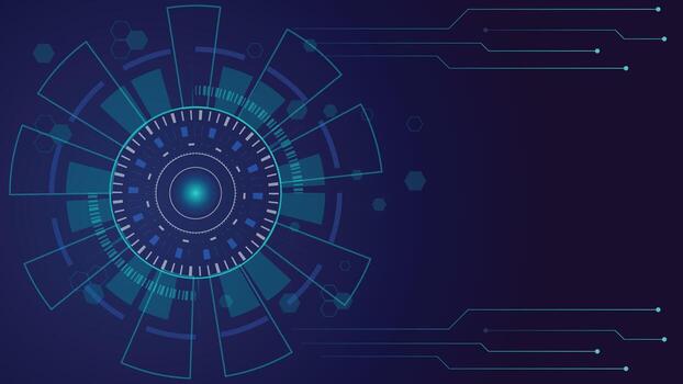 futurista tecnología antecedentes con digital circular interfaz y resumen brillante elementos vector