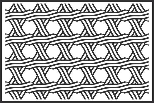 Black and white geometric interlocking wave and triangle pattern on white background vector