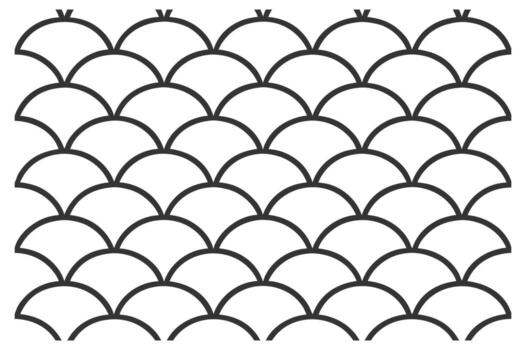 Black and white repeating scallop shell pattern on a white background vector