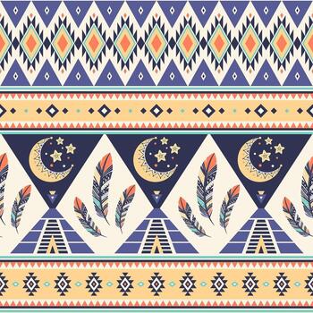 Tribal striped seamless pattern. Aztec geometric background. Can be used in textile design, web design for making of clothes, accessories, decorative paper, wrapping, envelopes, backpacks, etc. vector