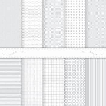 Set of ten subtle seamless patterns. Monochrome. Classic. Swatches of seamless patterns included in the file. vector