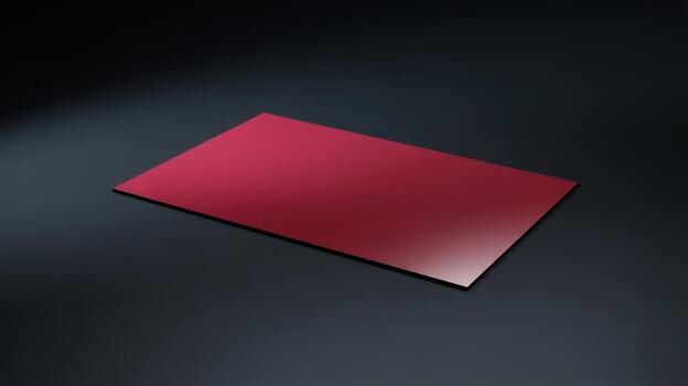 A minimalist red surface on a dark background, ideal for product mockups, graphic design, or as a modern, clean presentation template photo