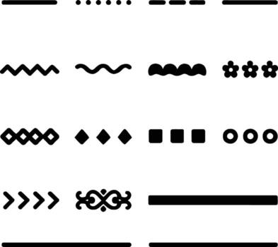 Horizontal Border 16 Solid Color Icon Set Collection on White Background vector