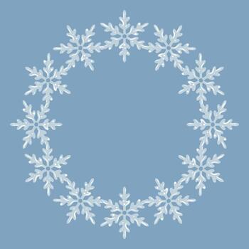 Snowflake Wreath, Flake Circle Frame, Frost Round Border vector