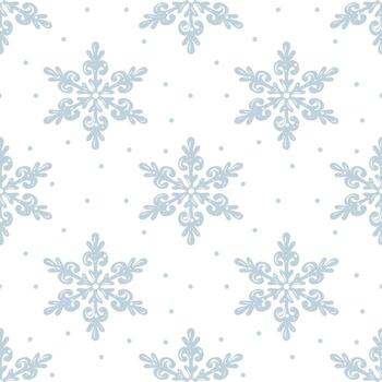 Snowflake Seamless Pattern, Flake Background, Winter Flake Motif vector