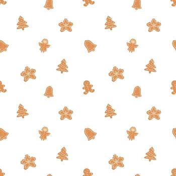 Cookies Seamless Pattern, Biscuit Background, Gingerbread Pattern vector